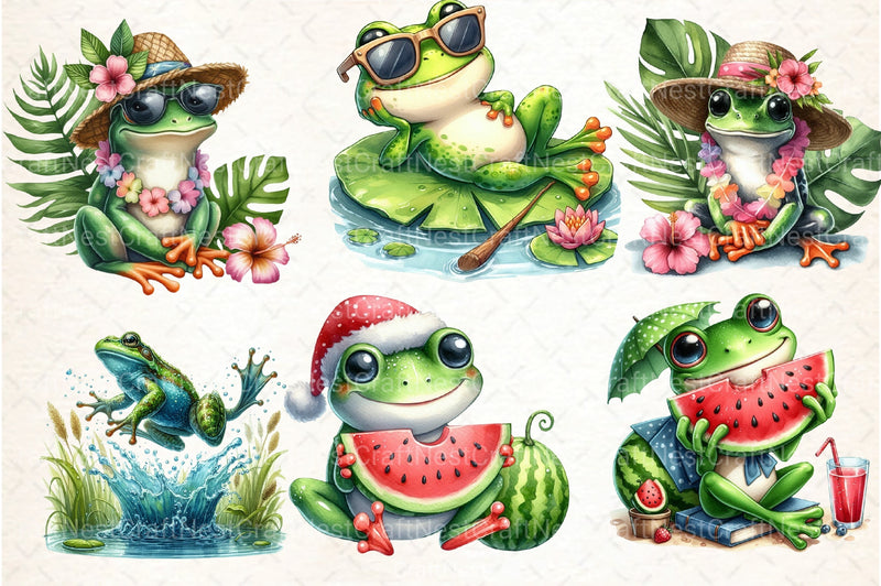 Frog Summer Clipart Bundle 1122 - CraftNest - Digital Crafting and Art
