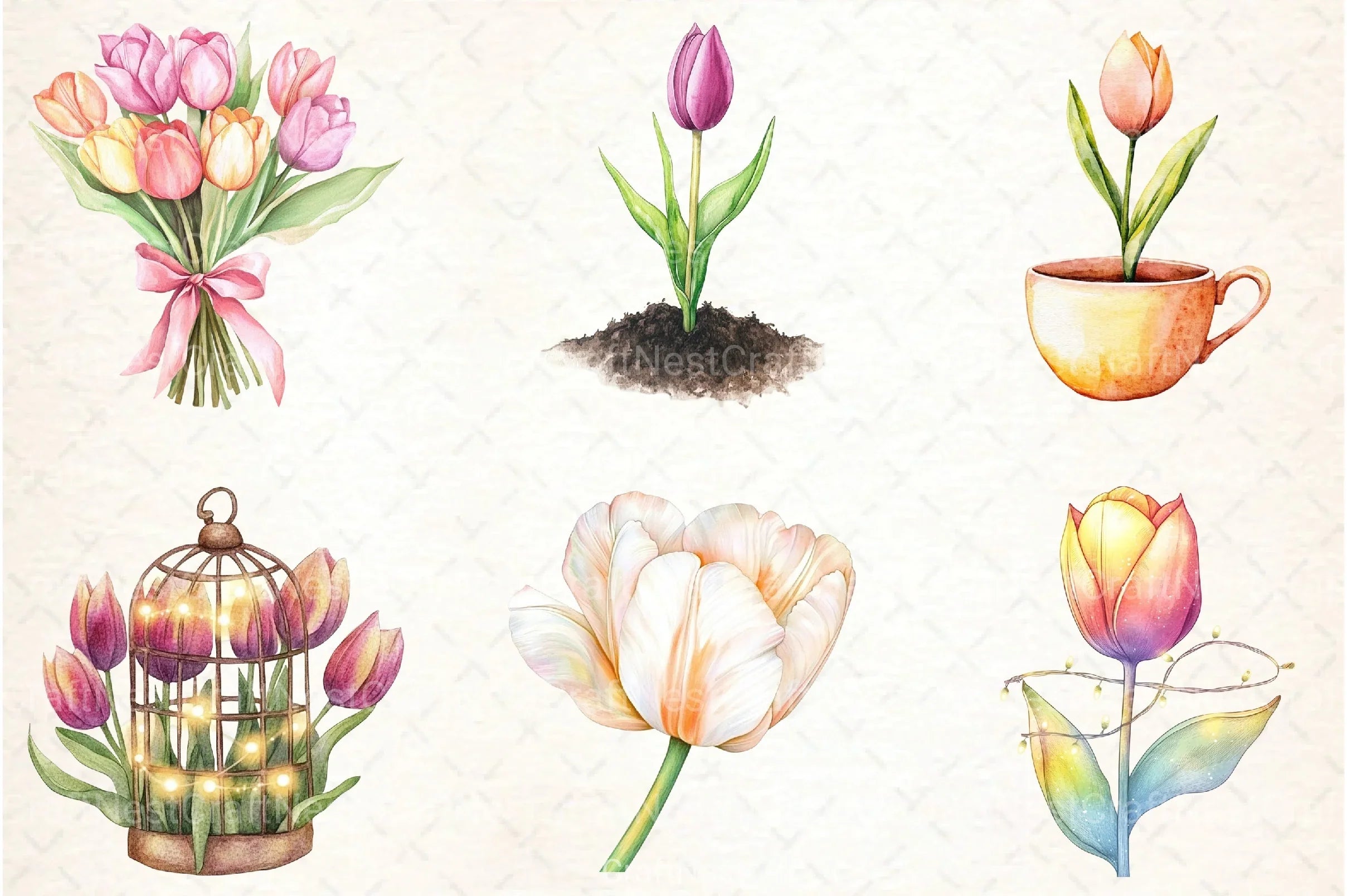 Spring Tulips Clipart Bundle 99 - CraftNest - Digital Crafting and Art