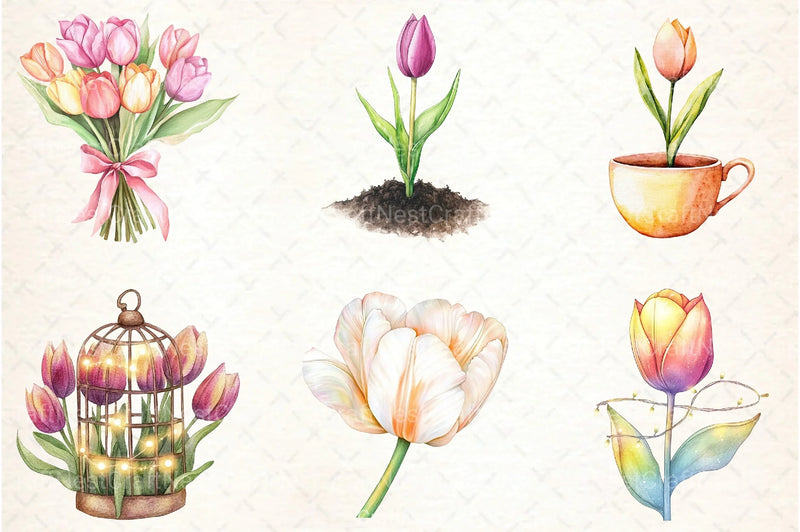 Spring Tulips Clipart Bundle 99 - CraftNest - Digital Crafting and Art