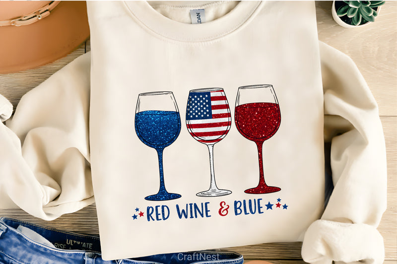 Red Wine & Blue 4th of July Clipart Bundle - CraftNest - Digital Crafting and Art
