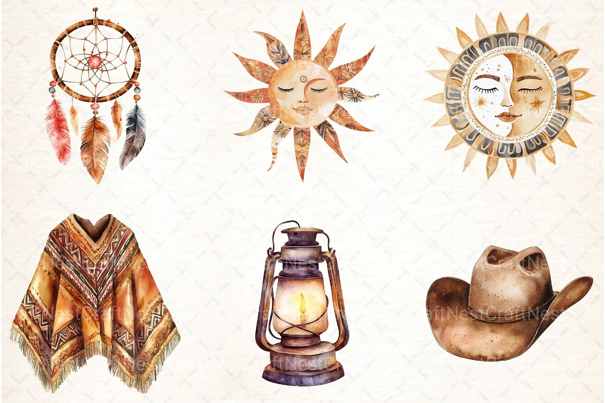 Western Boho Clipart Bundle - CraftNest - Digital Crafting and Art