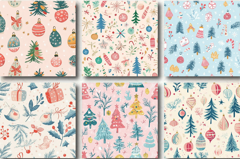 Merry & Bright Pastel Christmas Patterns Clipart Bundle - CraftNest - Digital Crafting and Art