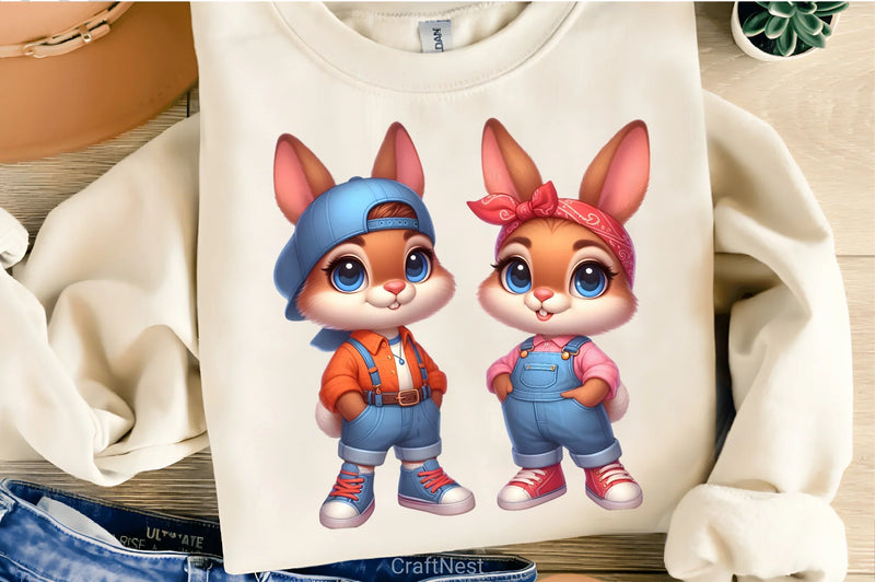 Hip Hop Couple Bunny Easter Clipart Bundle 3 - CraftNest - Digital Crafting and Art