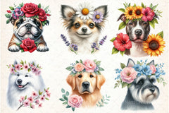 Dog Breeds Flower Crowns Clipart Bundle - CraftNest - Digital Crafting and Art