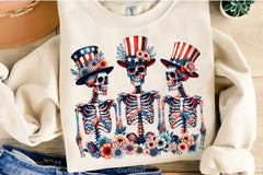 4th of July Skeleton Floral Clipart Bundle 3 - CraftNest - Digital Crafting and Art