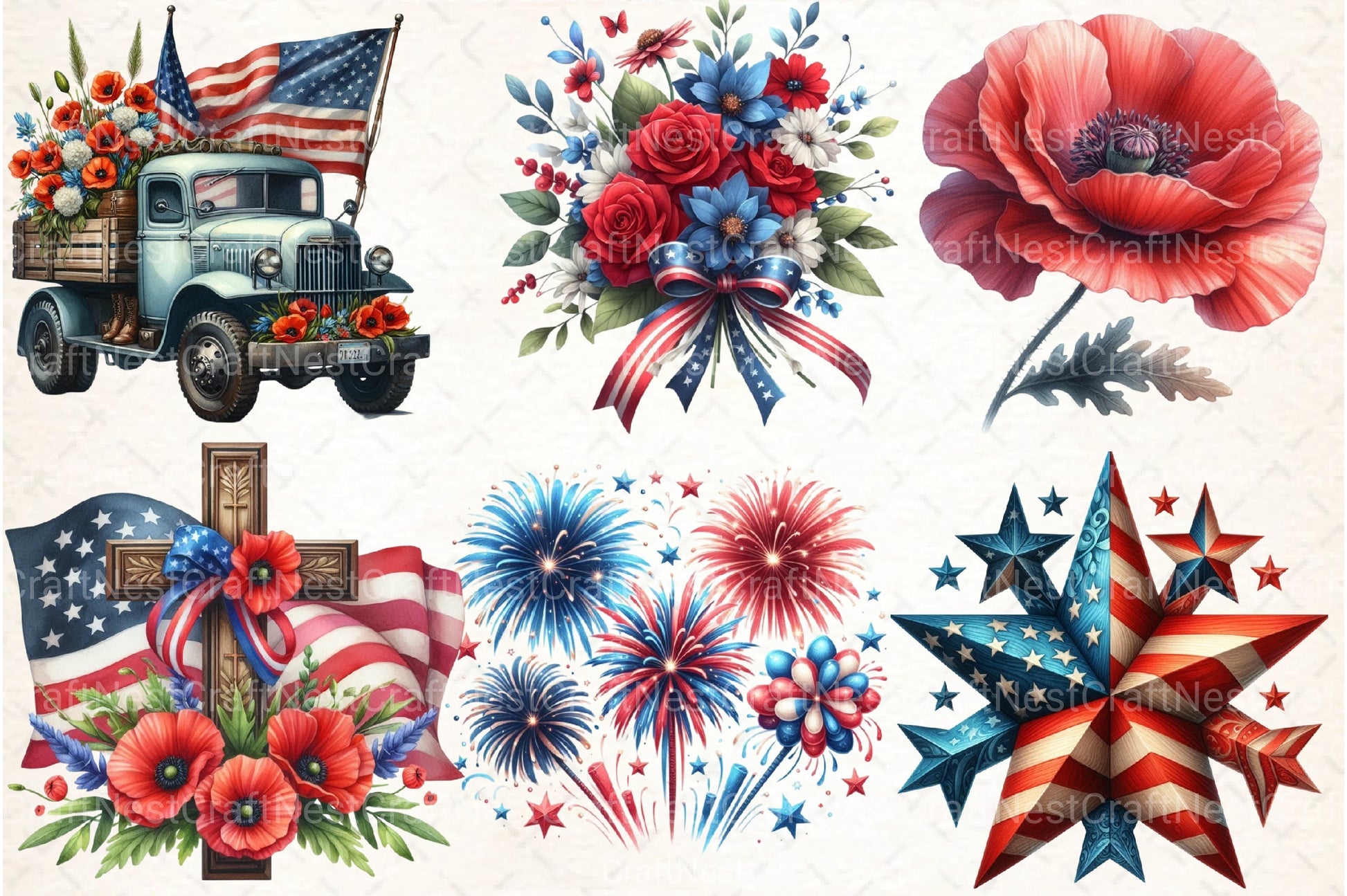 Memorial Day Clipart Bundle 121 - CraftNest - Digital Crafting and Art