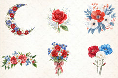 Floral 4th of July Clipart Bundle - CraftNest - Digital Crafting and Art