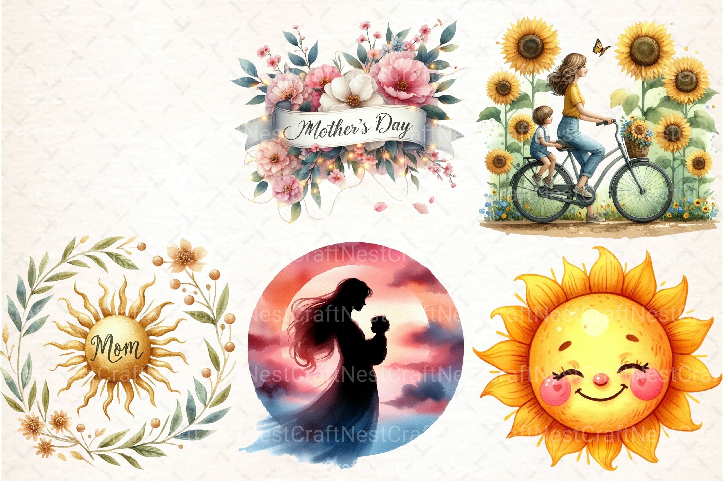 Sunshine & Love Mother's Day Clipart Bundle 1 - CraftNest - Digital Crafting and Art