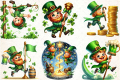 Green Leprechaun Dancing Pole Clipart Bundle - CraftNest - Digital Crafting and Art
