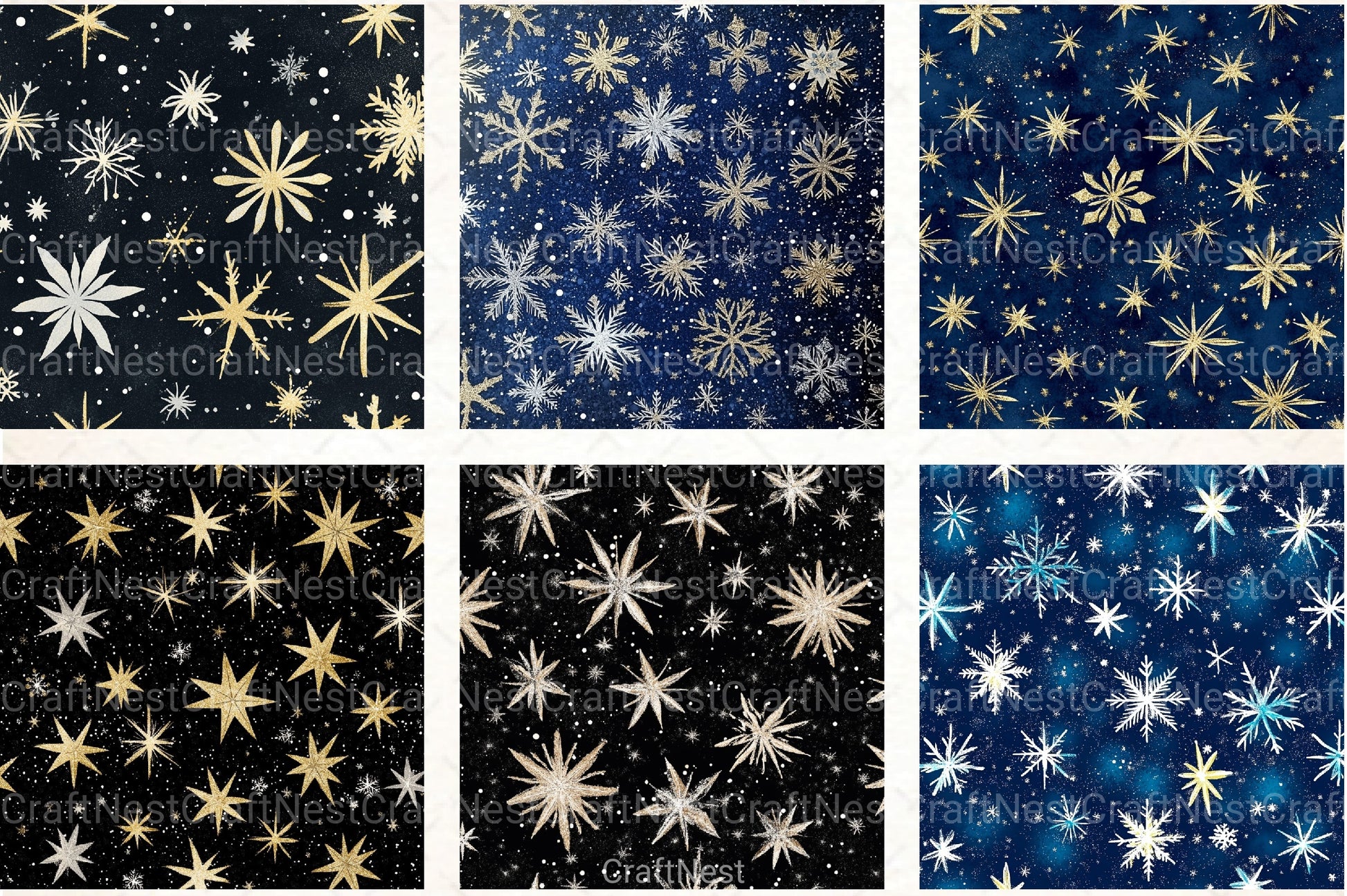 Stars & Snowflakes Winter Glitter Clipart Bundle - CraftNest - Digital Crafting and Art