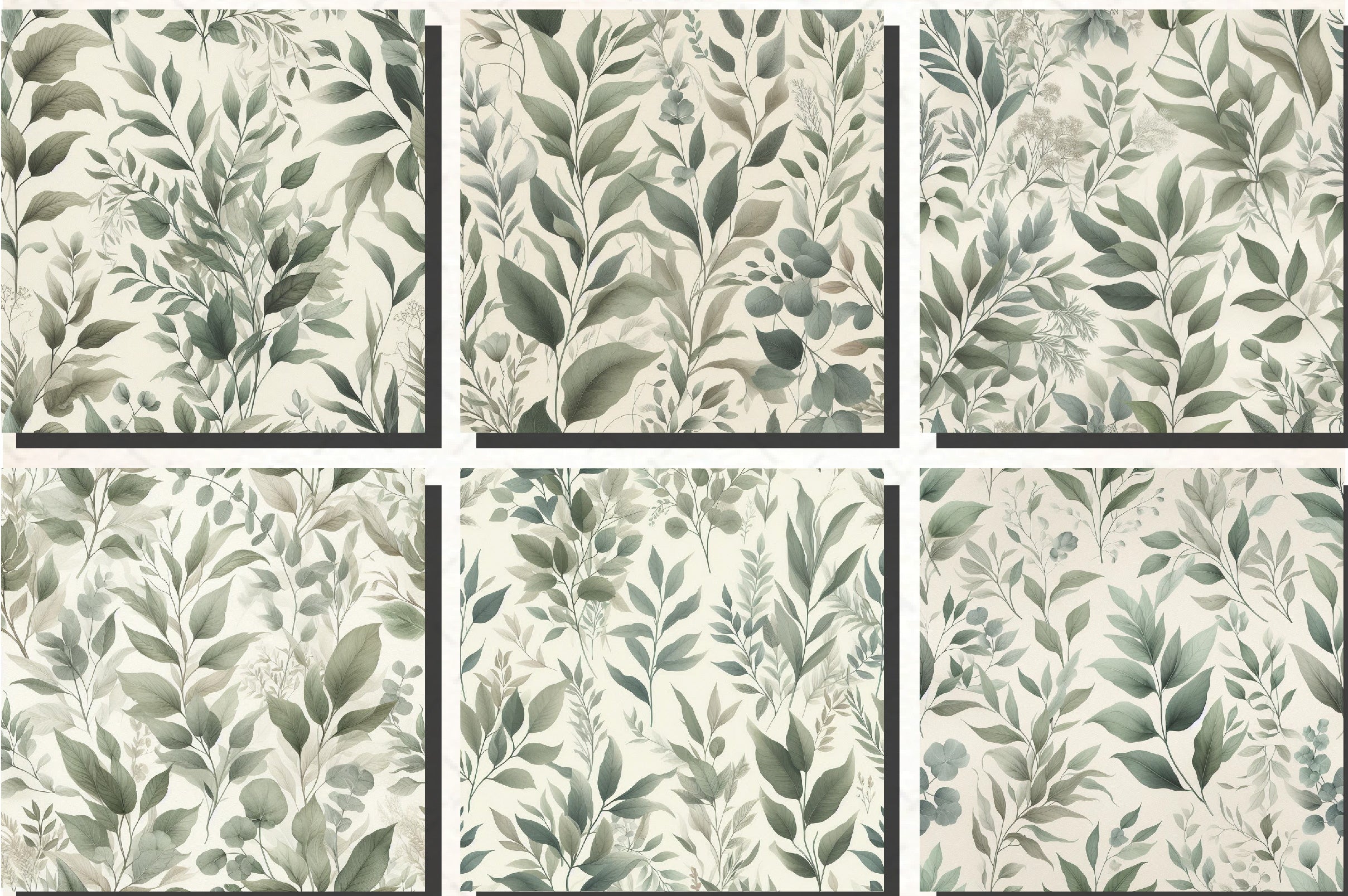 Seamless Sage Green Botanical Pattern Digital Paper