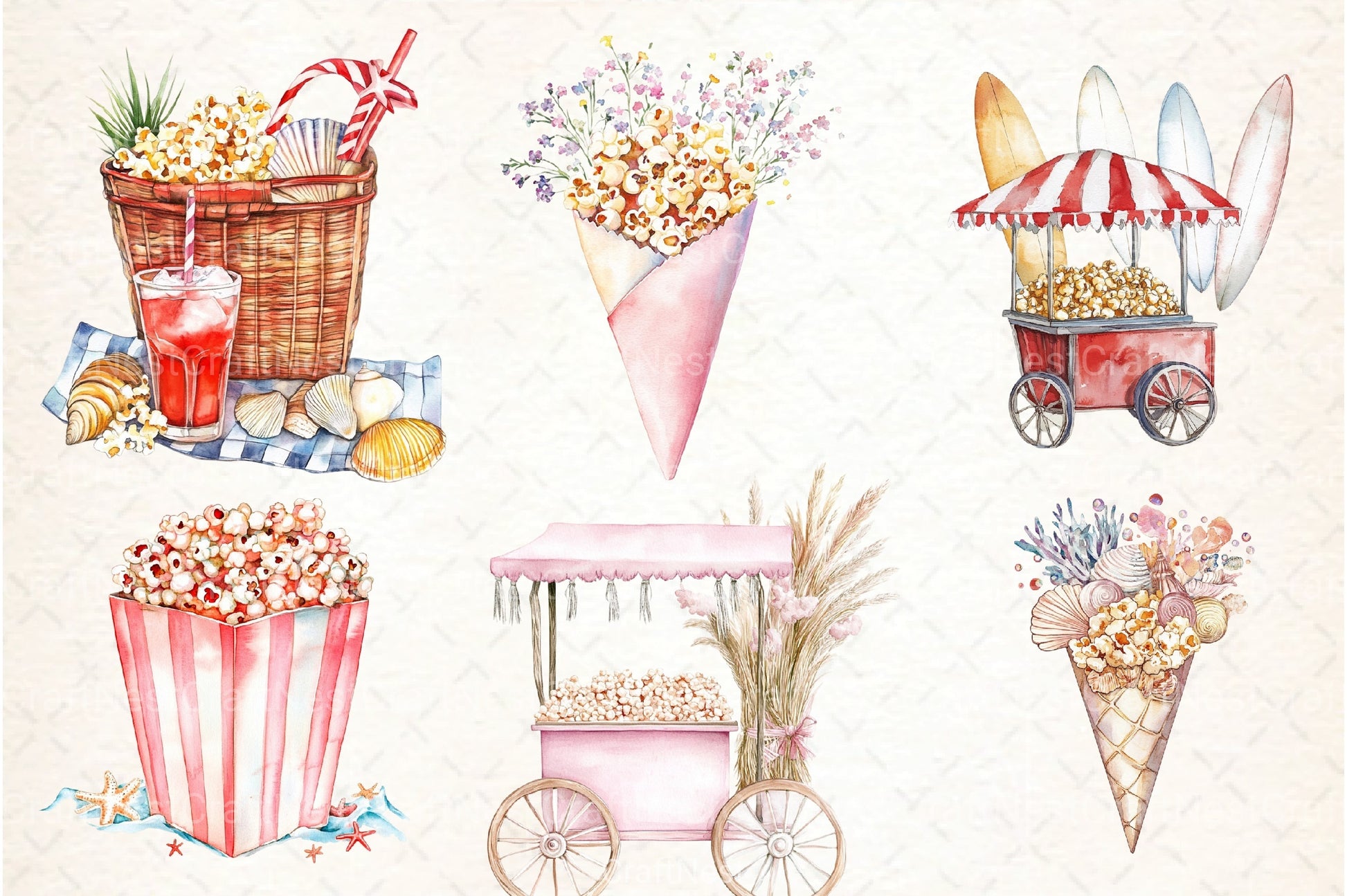 Summer Popcorn Clipart Bundle - CraftNest - Digital Crafting and Art