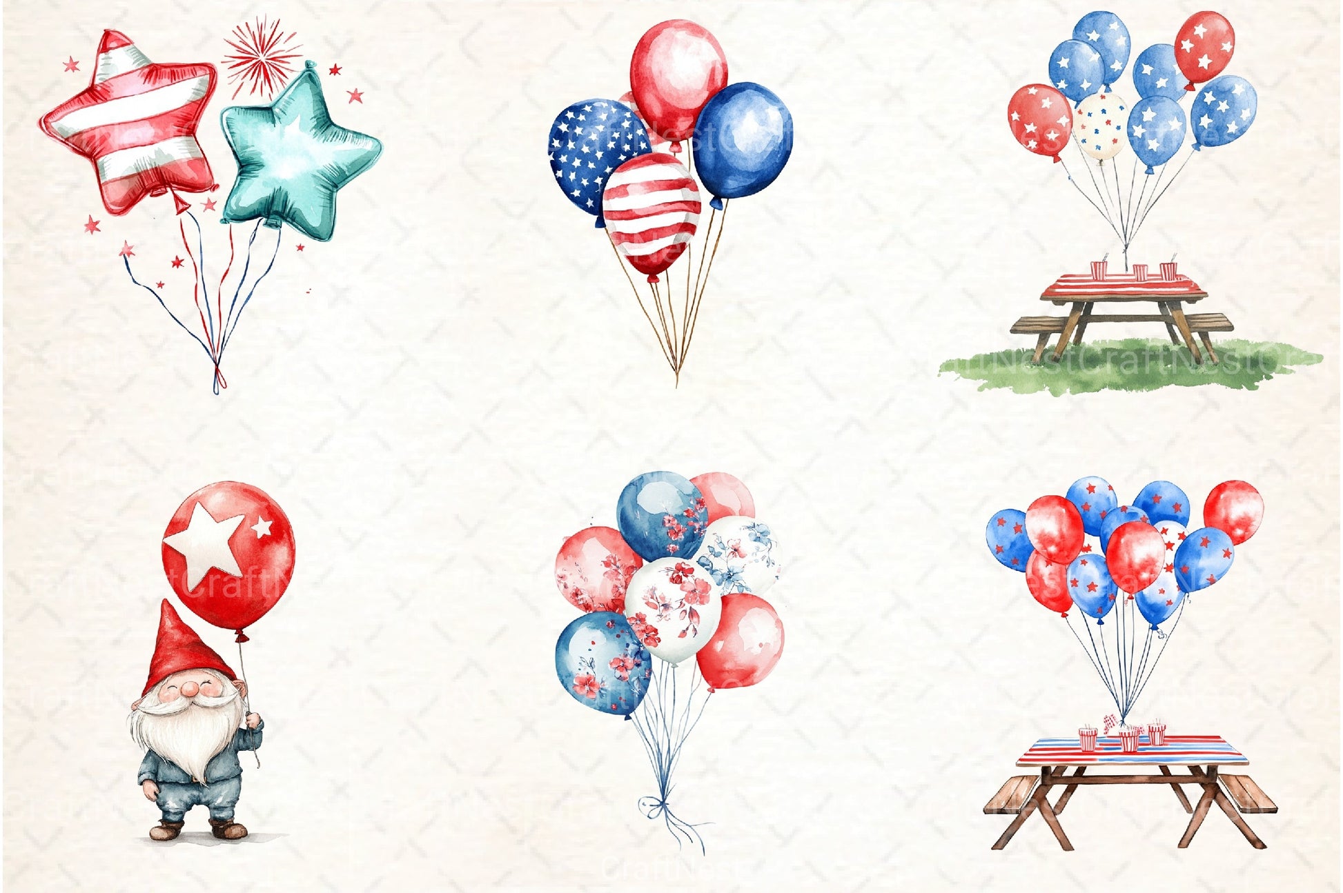 4th of July Balloon Clipart Bundle - CraftNest - Digital Crafting and Art