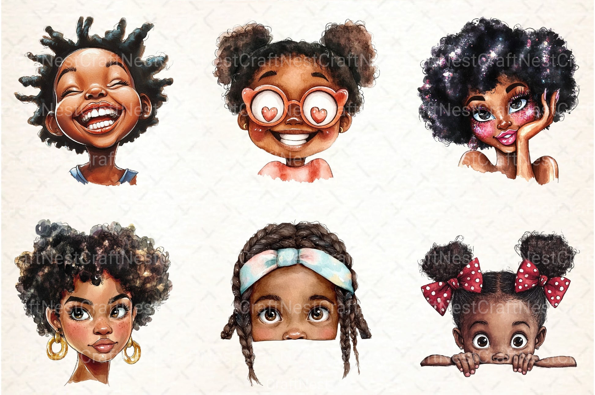 Peeking Black Girls Clipart Bundle 1 - CraftNest - Digital Crafting and Art
