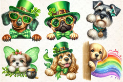 St. Patrick's Day Peeking Dogs Clipart Bundle 99 - CraftNest - Digital Crafting and Art