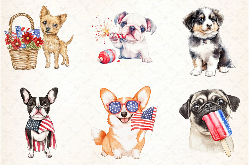 Cute Dogs 4th of July Clipart Bundle - CraftNest - Digital Crafting and Art