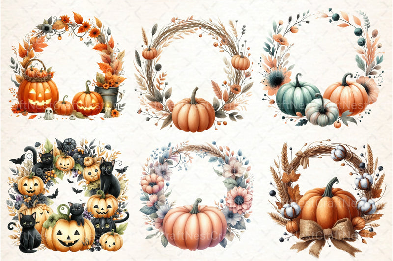 Pumpkin Wreath Clipart Bundle - CraftNest - Digital Crafting and Art