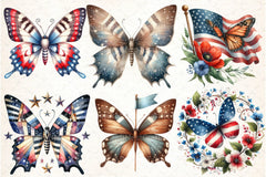 Patriotic Butterfly 4th of July Clipart Bundle - CraftNest - Digital Crafting and Art