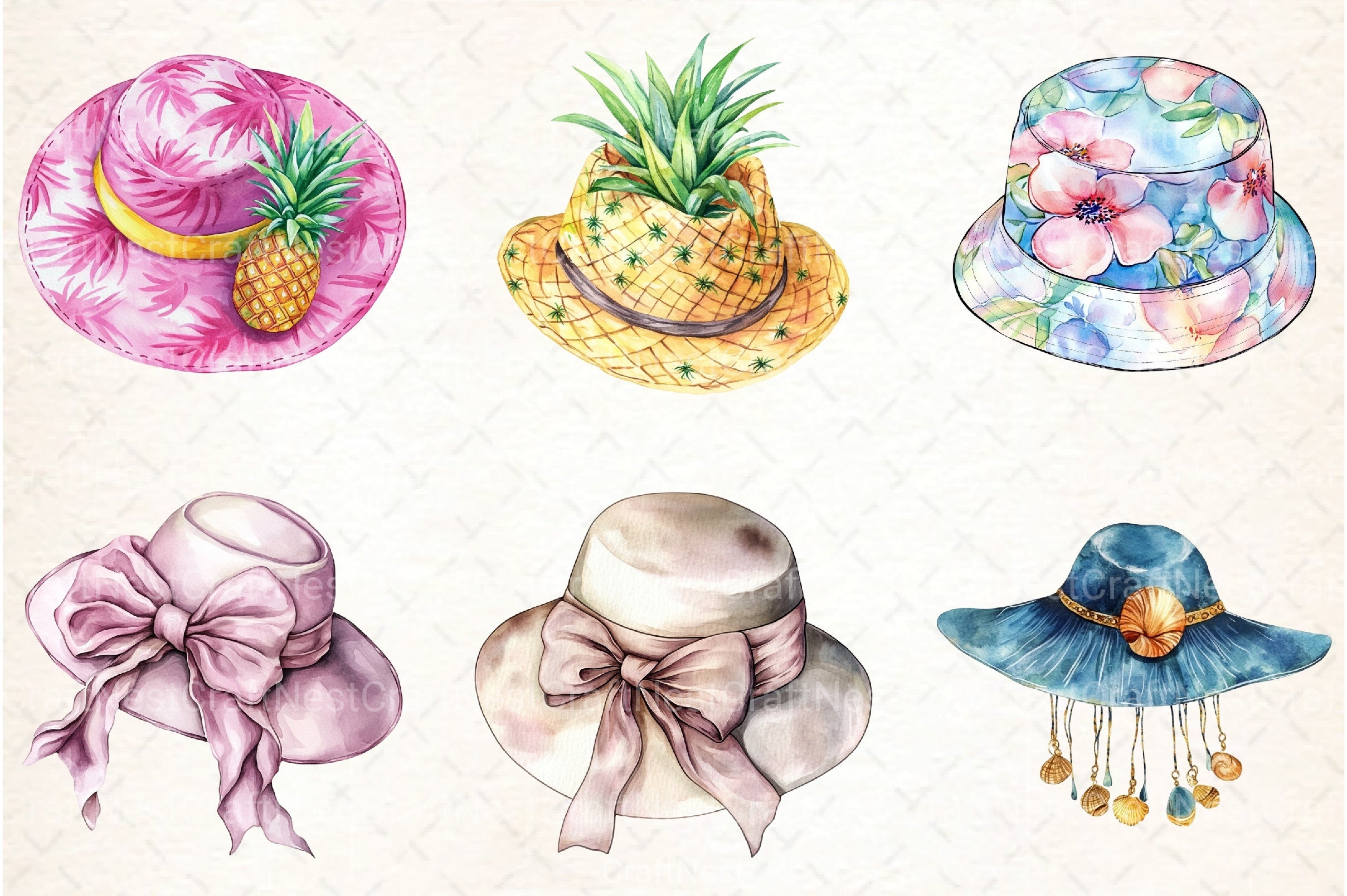 Summer Hat Clipart Bundle - CraftNest - Digital Crafting and Art