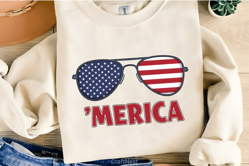 4th of July Merica Glasses Shirt Clipart Bundle - CraftNest - Digital Crafting and Art