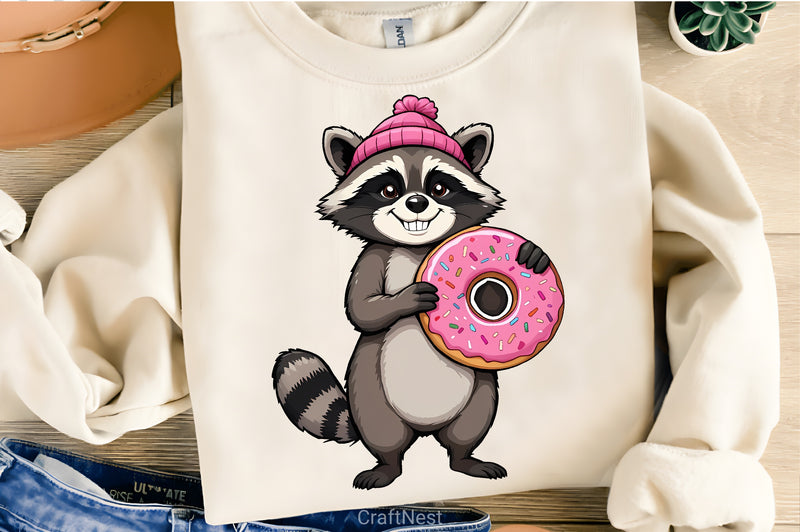 Cartoon Raccoon Donut Clipart Bundle - CraftNest - Digital Crafting and Art