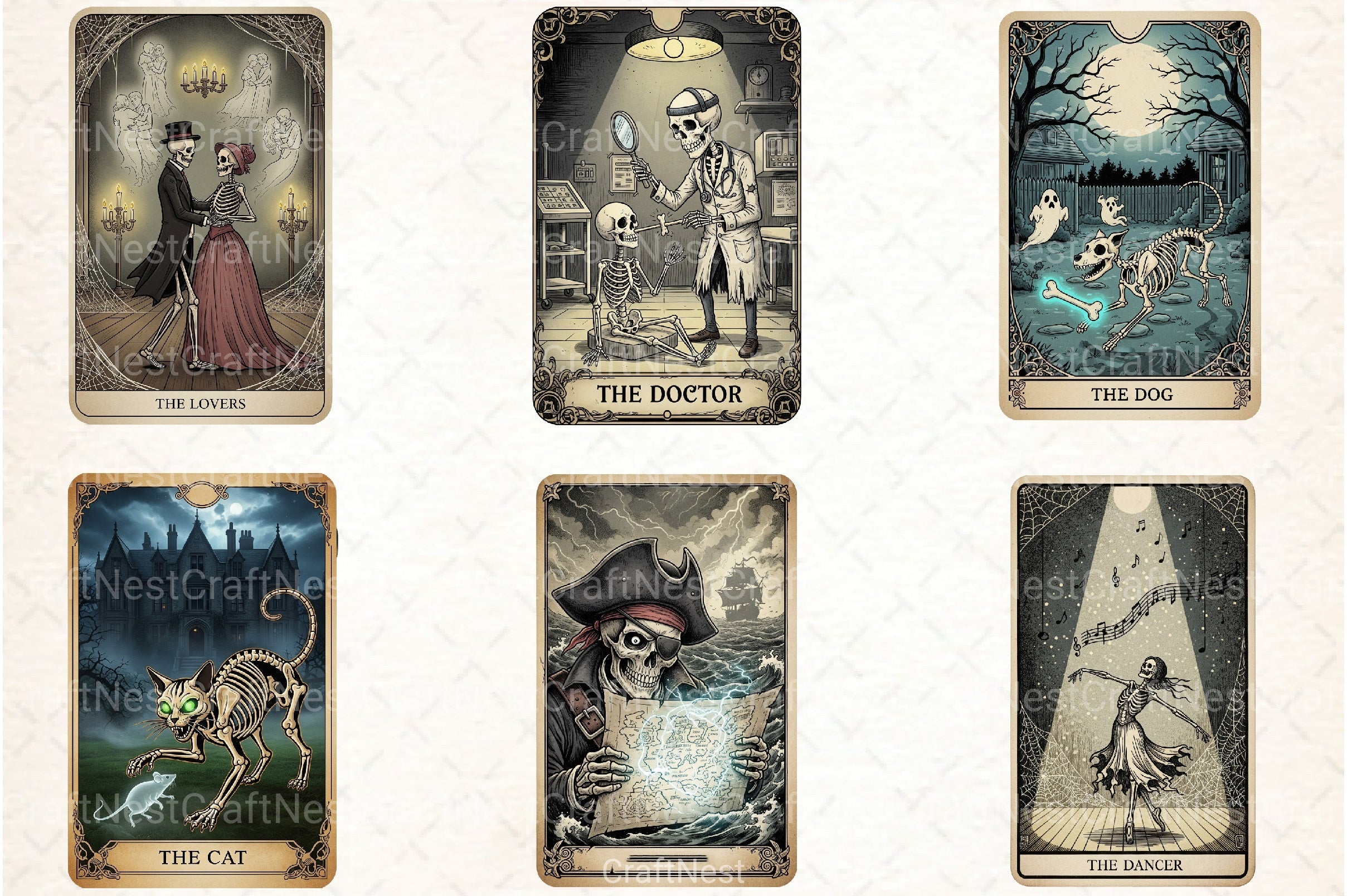 Funny Halloween Tarot Card Clipart Bundle - CraftNest - Digital Crafting and Art