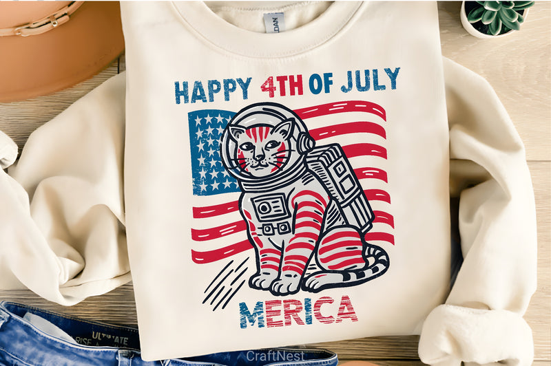 Happy 4th July Cats Clipart Bundle - CraftNest - Digital Crafting and Art