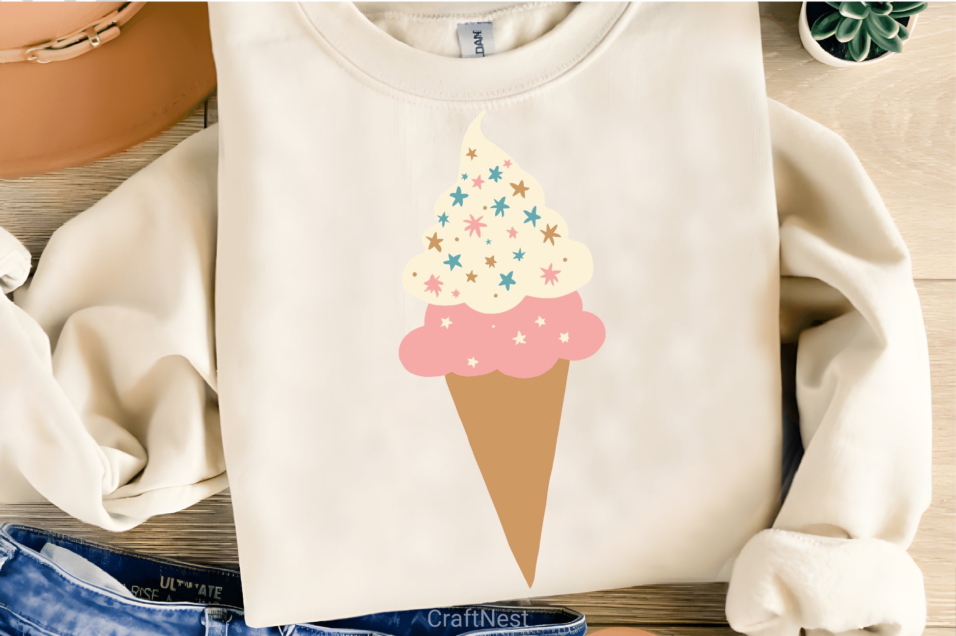 Two Scoops Ice Cream Cone Clipart Bundle - CraftNest - Digital Crafting and Art