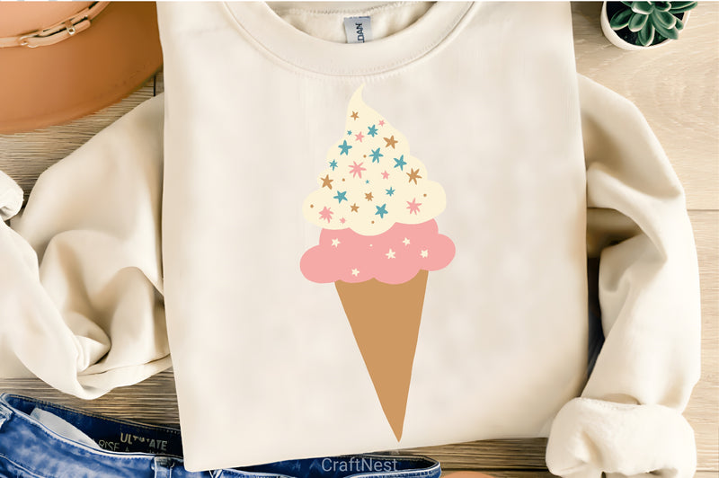 Two Scoops Ice Cream Cone Clipart Bundle - CraftNest - Digital Crafting and Art