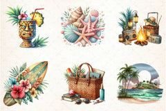 Retro Summer Beach Clipart Bundle 2 - CraftNest - Digital Crafting and Art