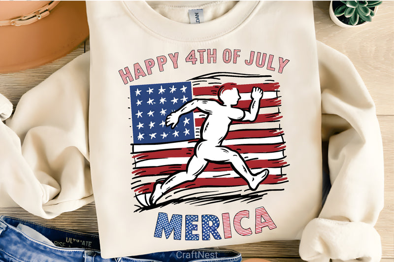 Happy 4th July Heart Sprinting Clipart Bundle - CraftNest - Digital Crafting and Art