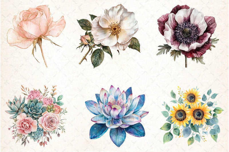 Boho Flowers Clipart Bundle 99 - CraftNest - Digital Crafting and Art
