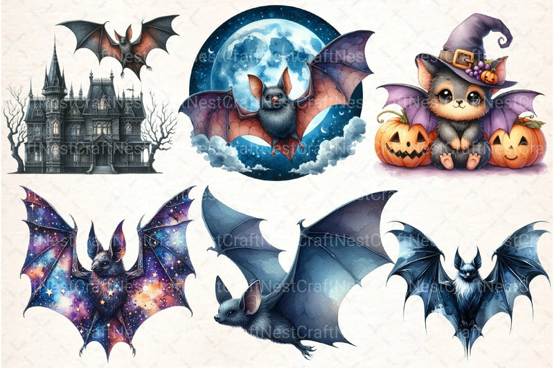 Midnight Blue Bats Clipart Bundle - CraftNest - Digital Crafting and Art
