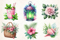 Pink and Green Summer Clipart Bundle 78 - CraftNest - Digital Crafting and Art
