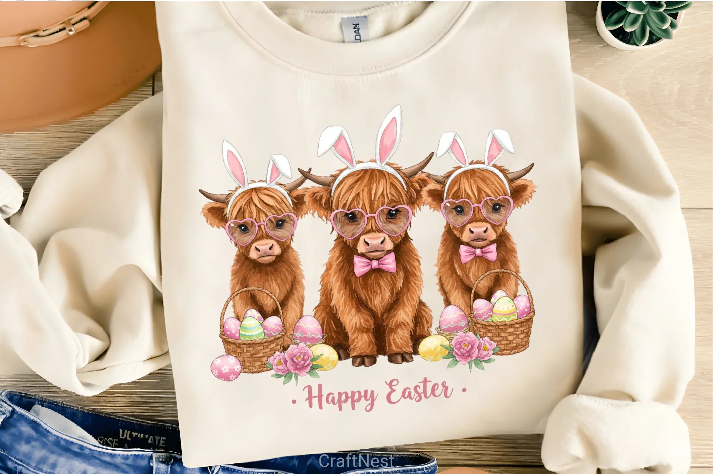 Easter Highland Cow Clipart Bundle 6 - CraftNest - Digital Crafting and Art