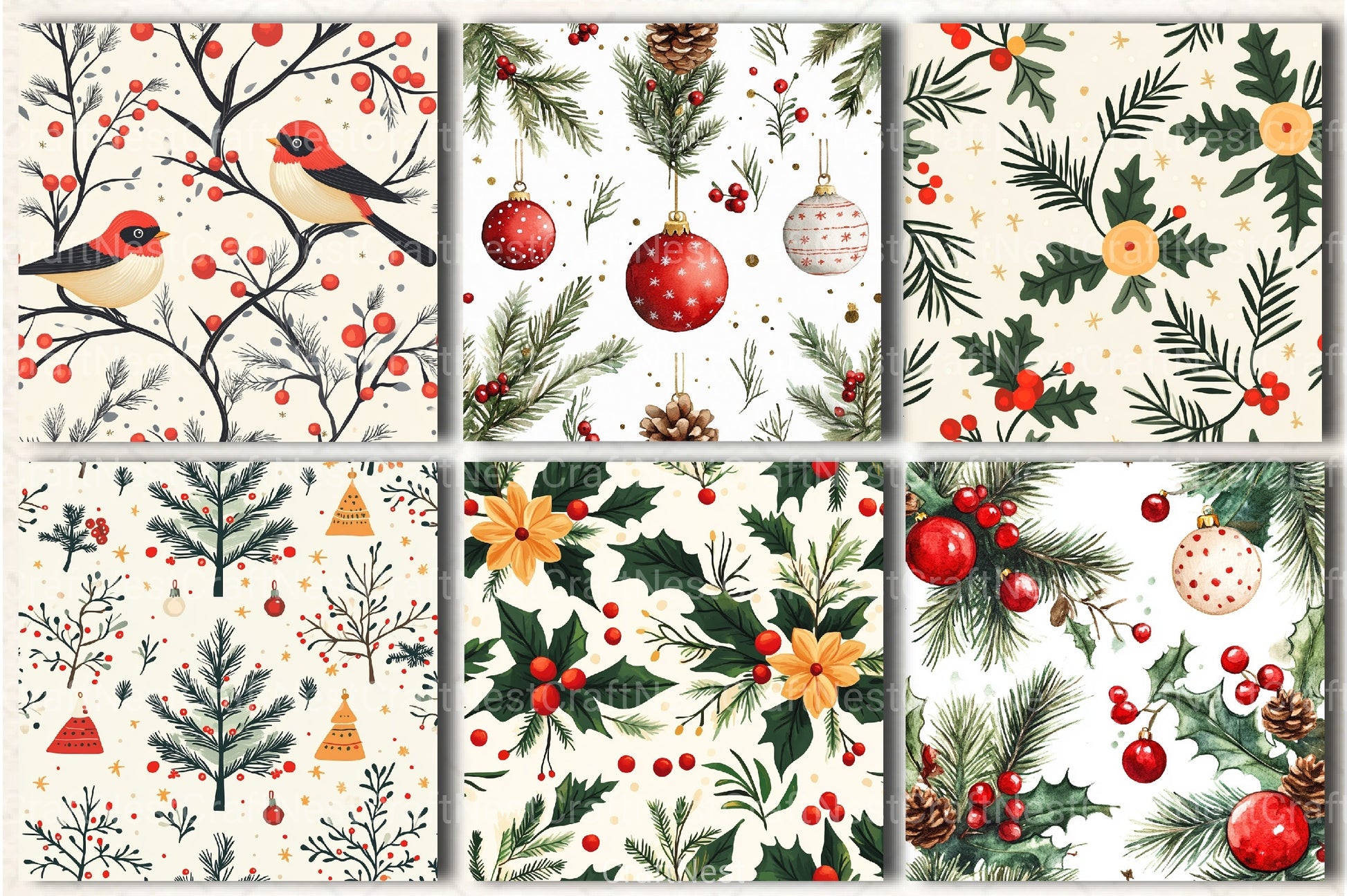 Christmas Seamless Patterns Digital Paper - CraftNest - Digital Crafting and Art