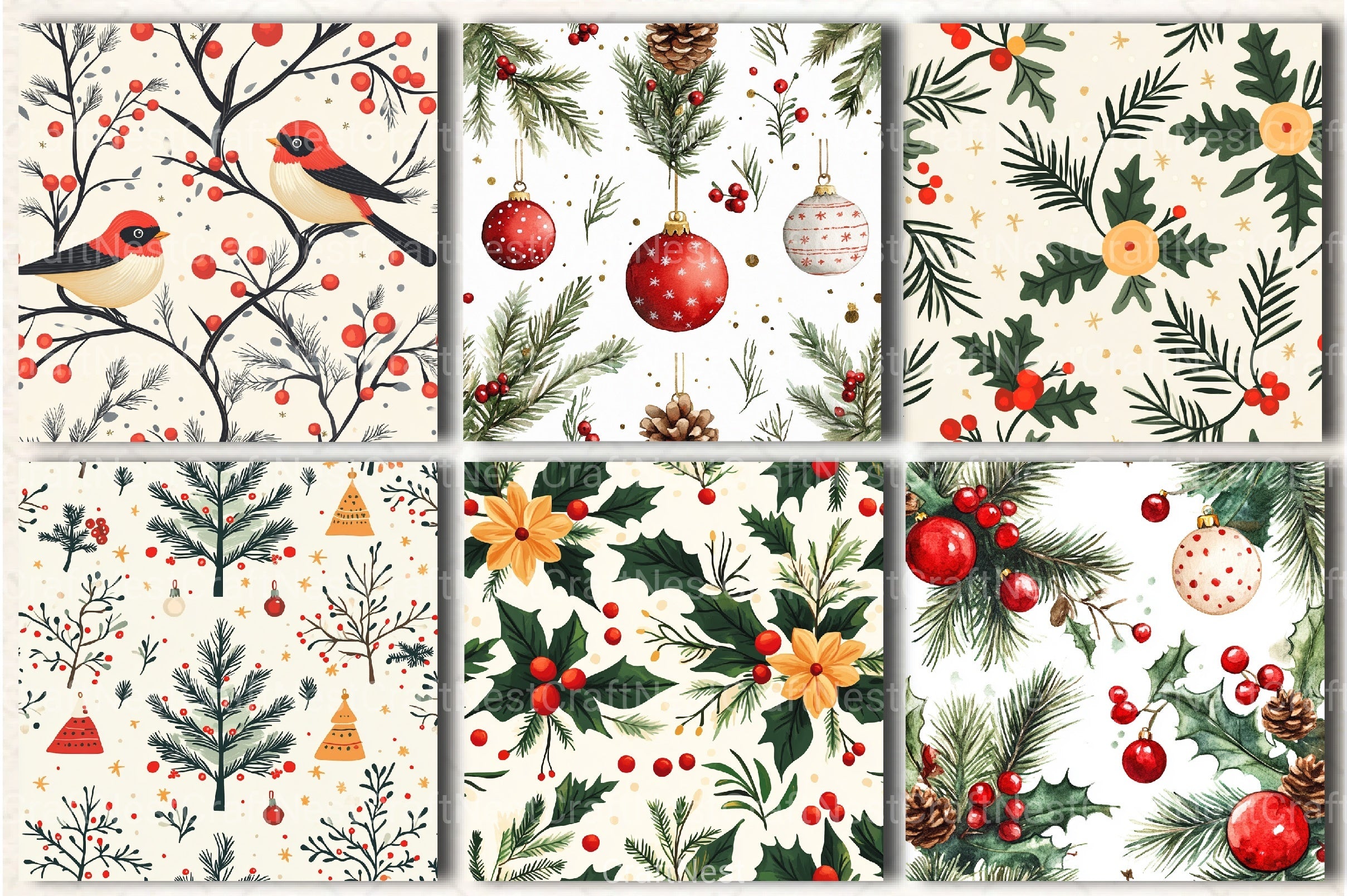 Christmas Seamless Patterns Digital Paper - CraftNest - Digital Crafting and Art