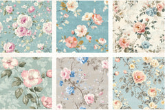 French Shabby Chic Pastel Flower Pattern Clipart Bundle 2 - CraftNest - Digital Crafting and Art