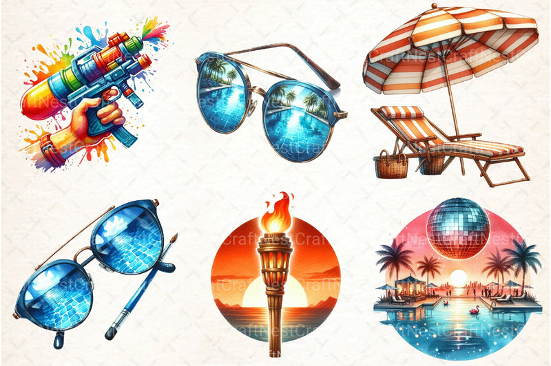 Pool Party Clipart Bundle 99 - CraftNest - Digital Crafting and Art