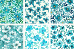 Navy Blue Yellow Cottage Flowers Pattern Clipart Bundle - CraftNest - Digital Crafting and Art