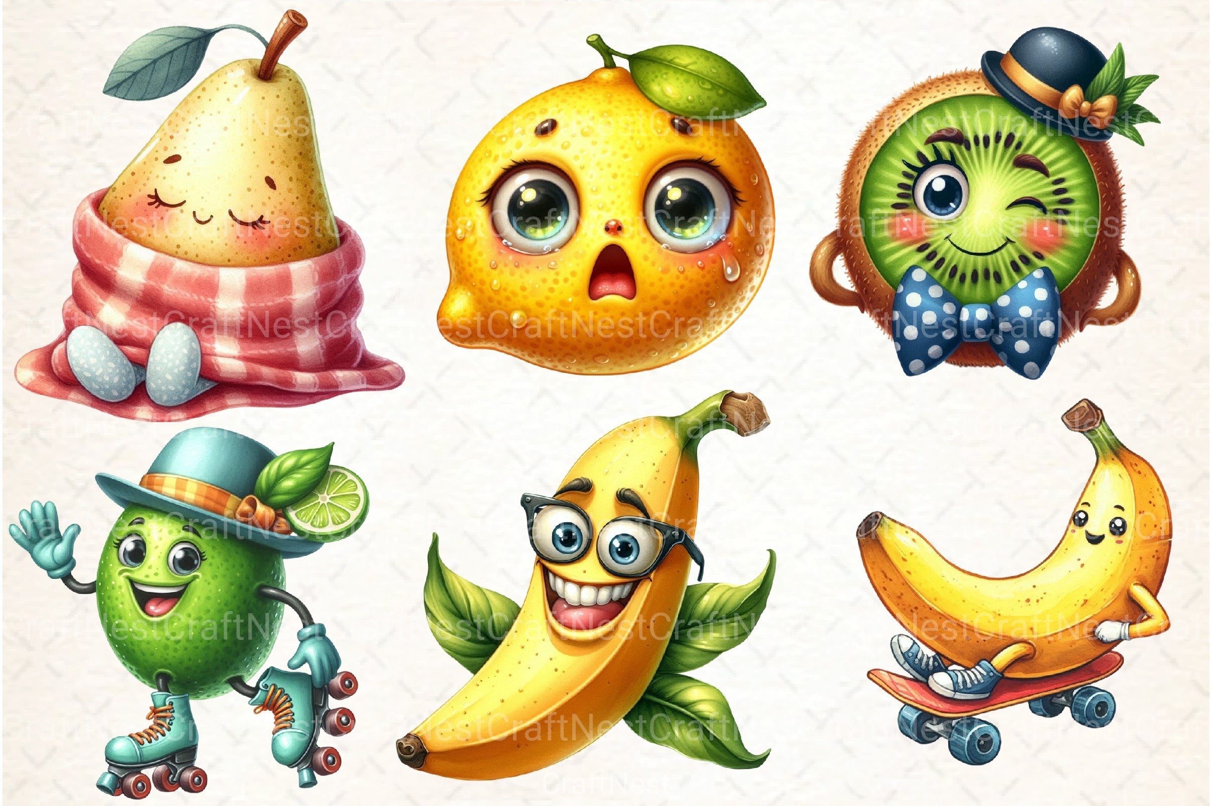 Funny Fruit Clipart Bundle - CraftNest - Digital Crafting and Art
