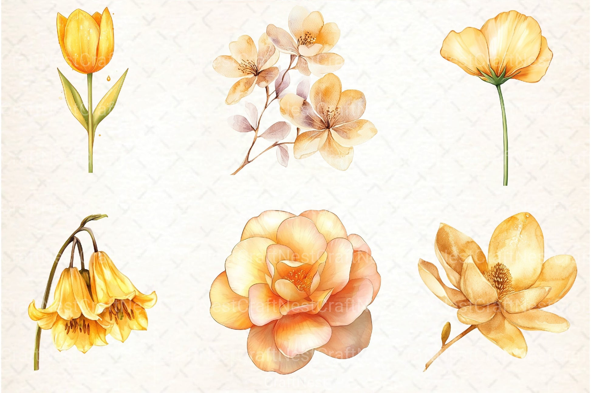 Gold Glowy Flowers Clipart Bundle - CraftNest - Digital Crafting and Art