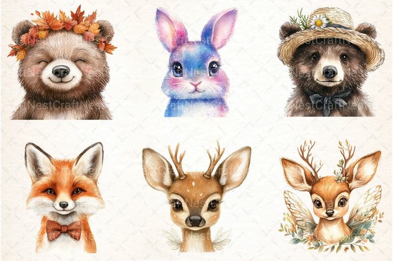 Animal Face Clipart Bundle - CraftNest - Digital Crafting and Art