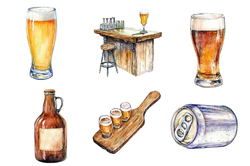 Vintage Summer Beer Clipart Bundle 2 - CraftNest - Digital Crafting and Art