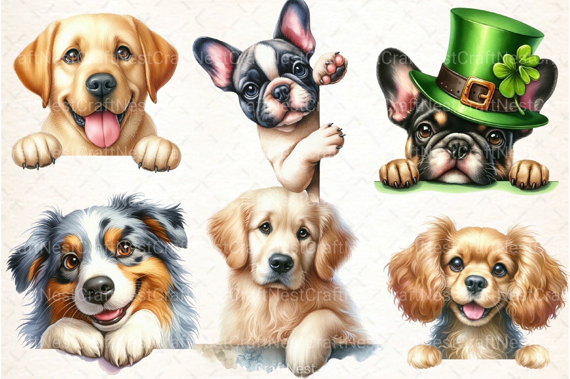 Peeking Around Corner Dogs Clipart Bundle - CraftNest - Digital Crafting and Art