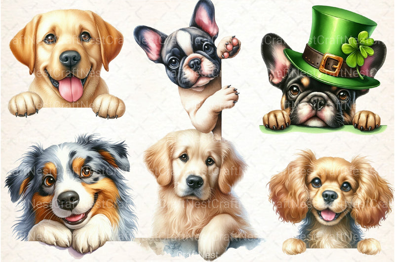 Peeking Around Corner Dogs Clipart Bundle - CraftNest - Digital Crafting and Art