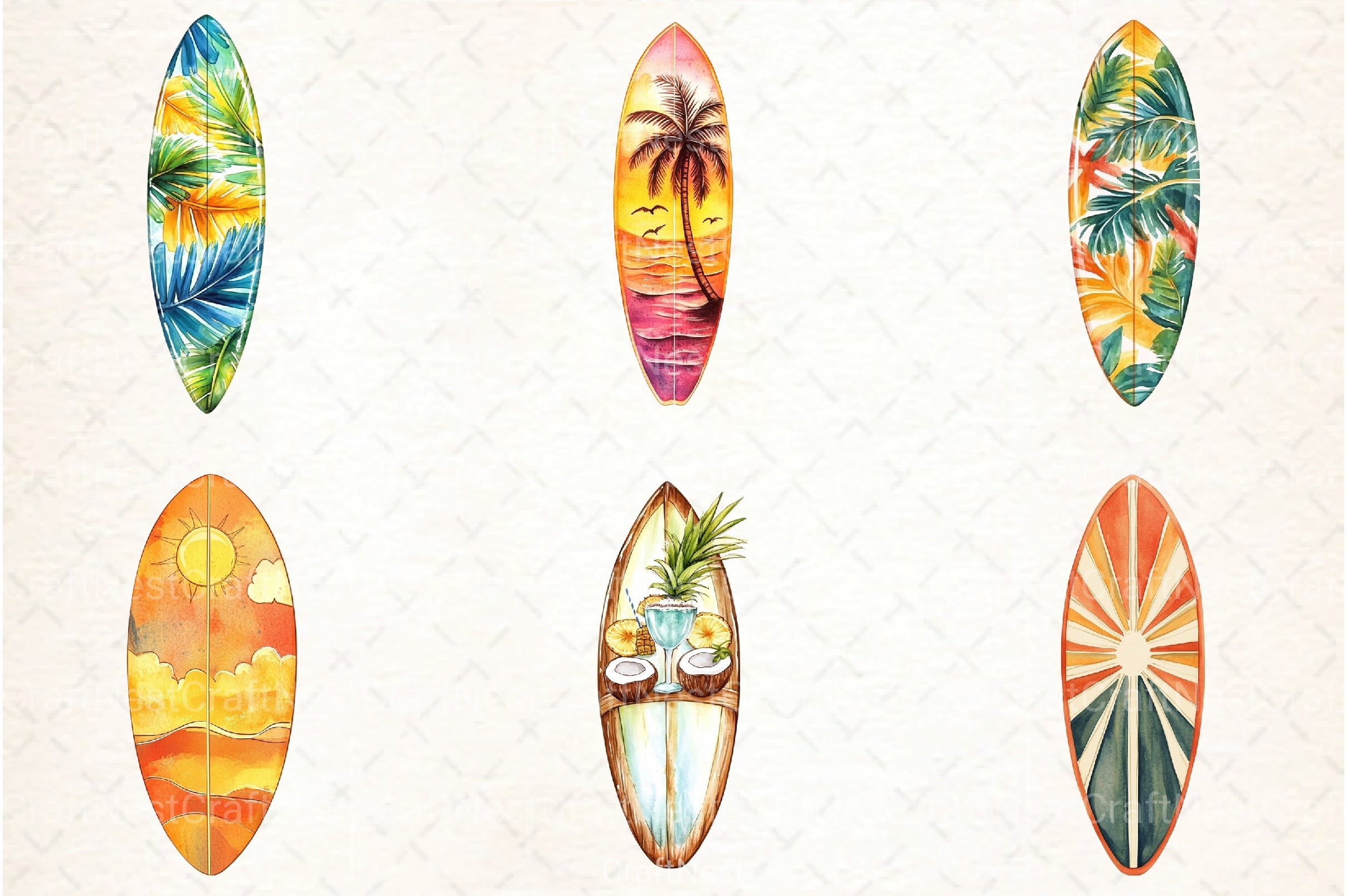 Summer Surfboard Clipart Bundle 99 - CraftNest - Digital Crafting and Art