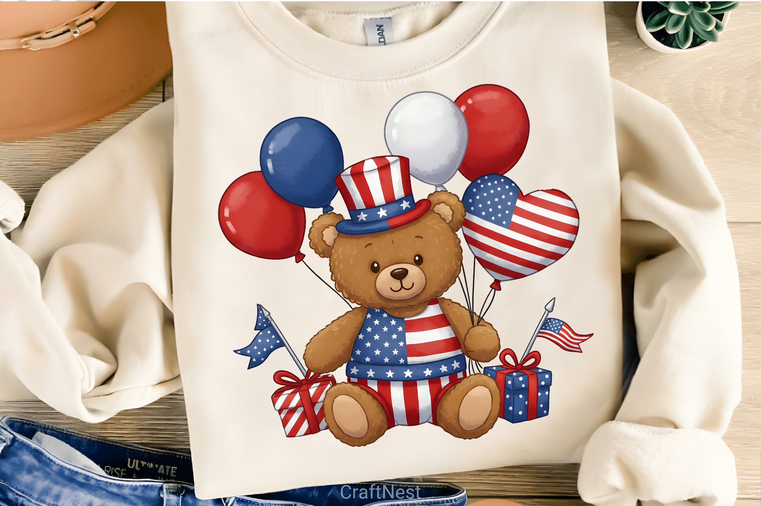 4th July Teddy Bear Clipart Bundle - CraftNest - Digital Crafting and Art