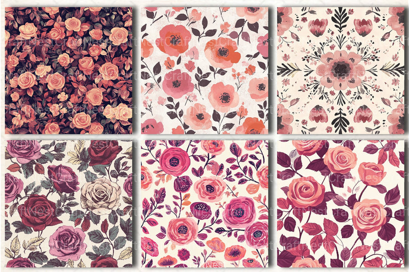Boho Rose Tones Pattern Clipart Bundle - CraftNest - Digital Crafting and Art