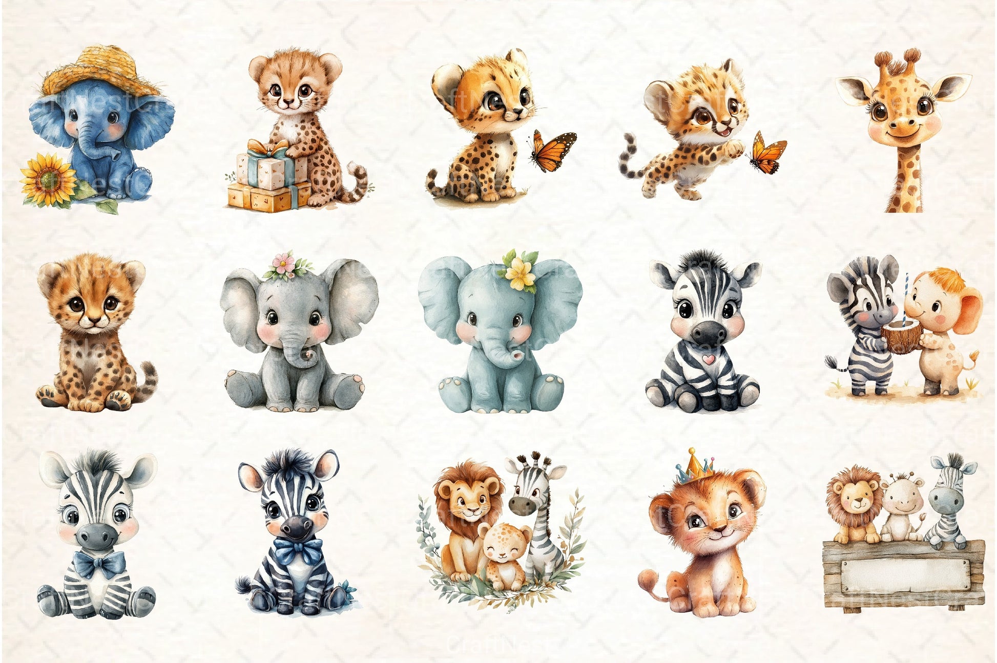 Cute Safari Animals Clipart Bundle 2 - CraftNest - Digital Crafting and Art